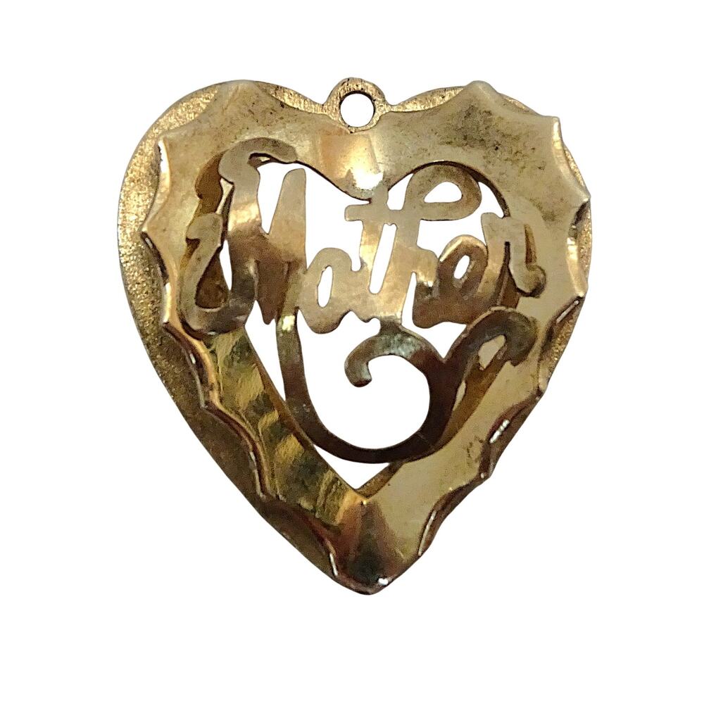 14K Gold Mother Heart Charm Pendant 4g Solid Yellow Gold Vintage